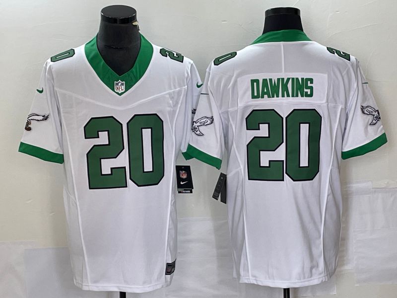 Men Philadelphia Eagles 20 Dawkins White Nike Throwback Vapor Limited NFL Jersey